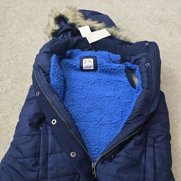 NWT P.S. from Aropostale Girls Sleeveless Blue Hooded Vest Size 10 - Picture 5 of 6